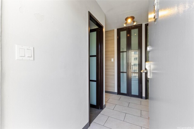 doorway to property featuring french doors