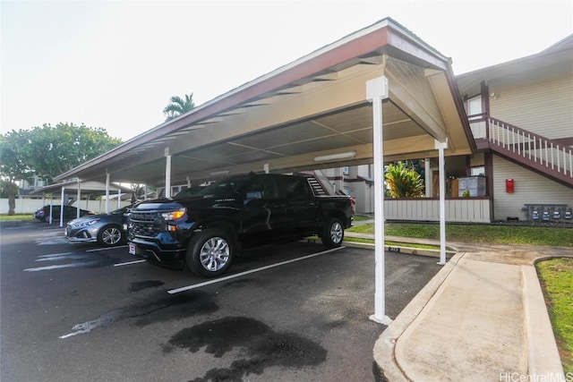 view of parking with a carport