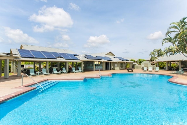 view of pool featuring a gazebo and a patio area