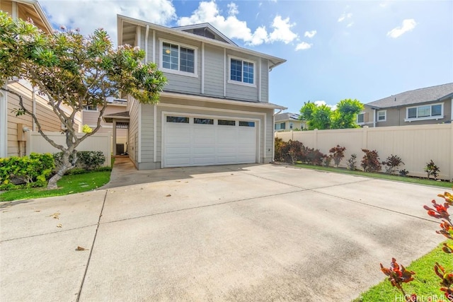 exterior space with a garage