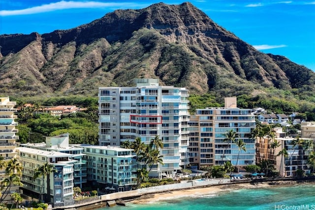 property view of mountains featuring a water view