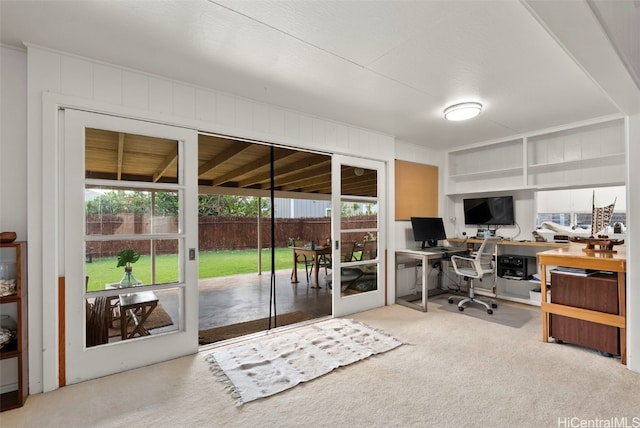 view of carpeted office space