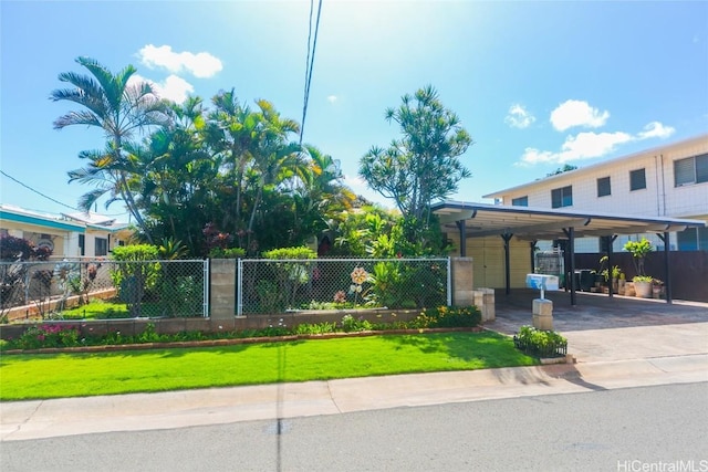 view of property's community with a lawn