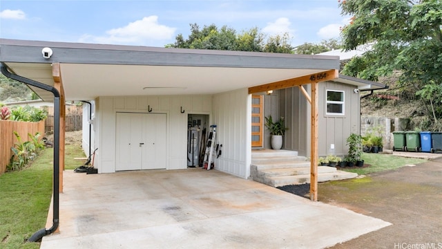 exterior space with a carport