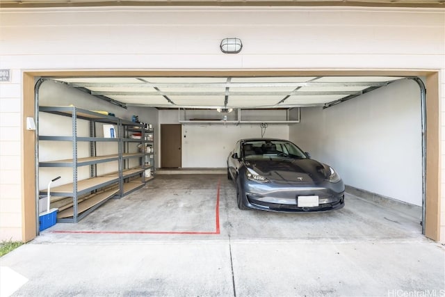 garage with a garage door opener