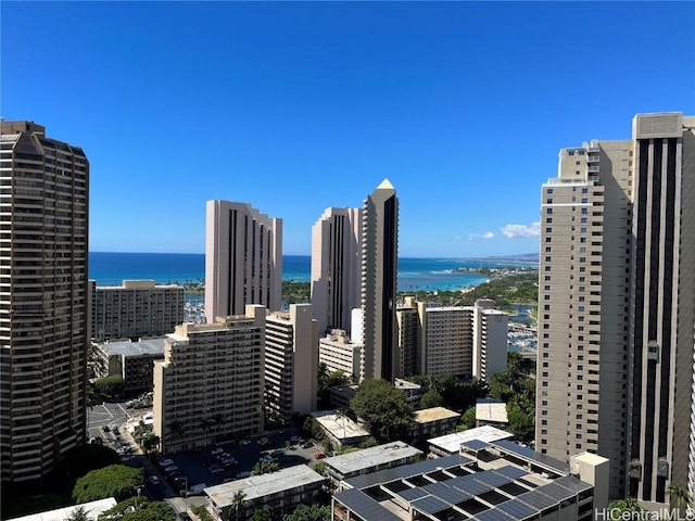 property's view of city with a water view