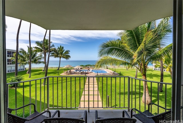 balcony with a water view