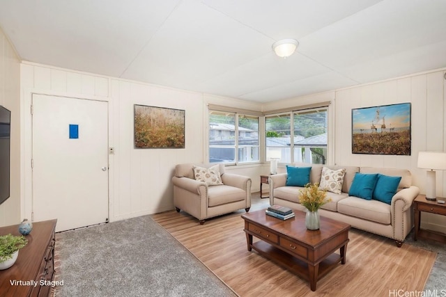 living room featuring light wood-type flooring