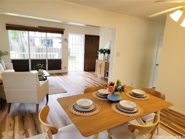 dining area featuring light wood-type flooring