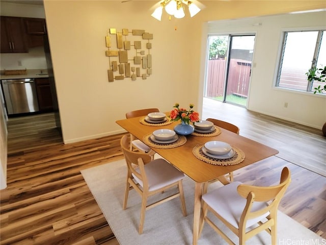 dining space featuring hardwood / wood-style flooring