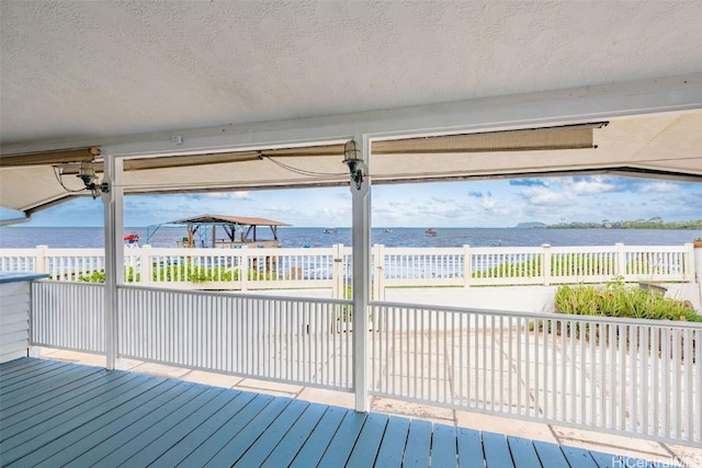 deck with a water view