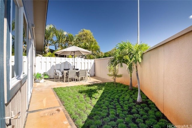 view of yard with a patio area