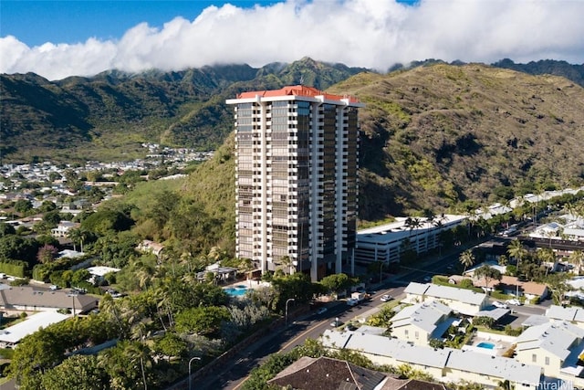 aerial view featuring a mountain view