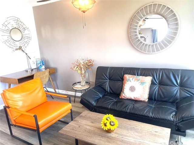 living room with wood-type flooring