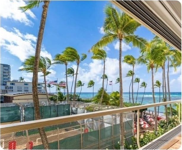 balcony with a water view