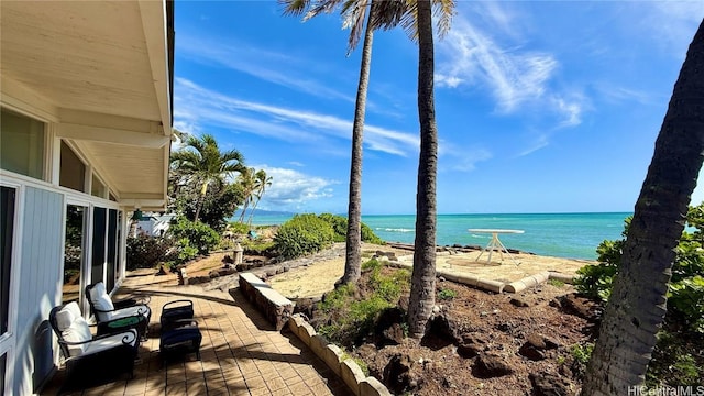 view of water feature featuring a view of the beach