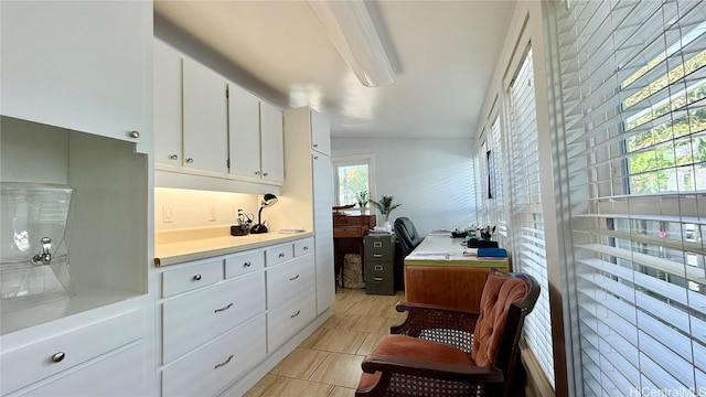 interior space featuring light tile patterned floors