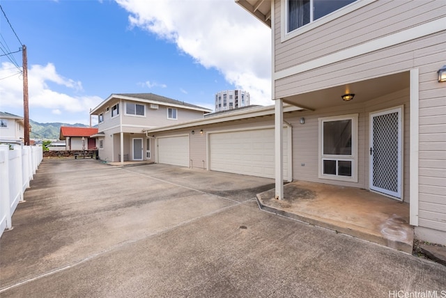 exterior space featuring a garage