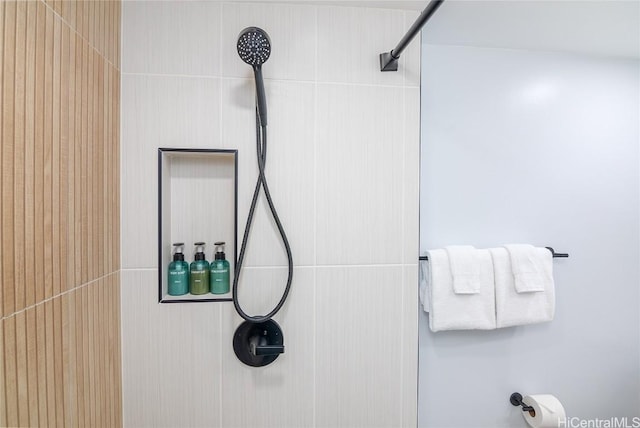 interior details with tiled shower