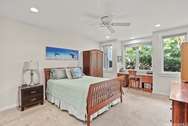 bedroom featuring ceiling fan