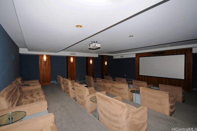 cinema room with carpet flooring