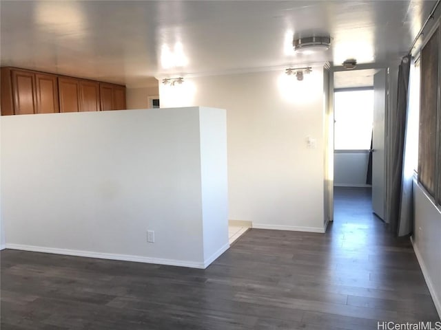 interior space with dark hardwood / wood-style flooring