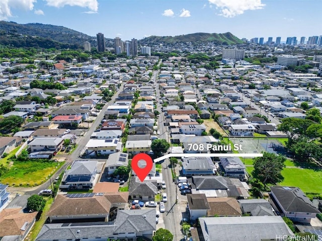 aerial view featuring a mountain view