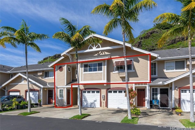 view of property featuring a garage