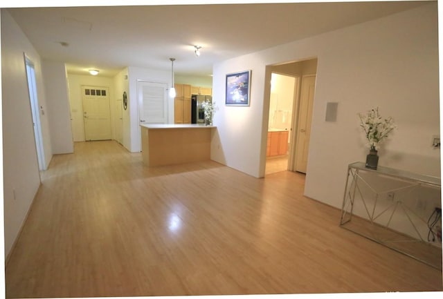 unfurnished living room with light hardwood / wood-style floors