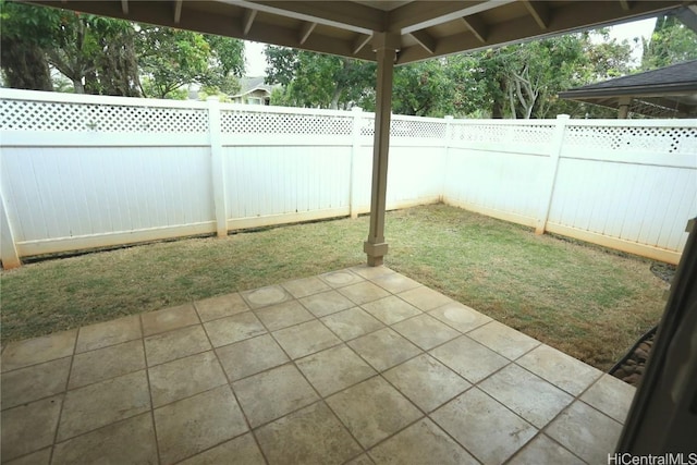 view of yard with a patio area