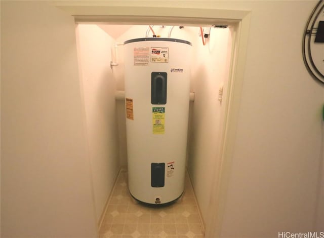 utility room with water heater