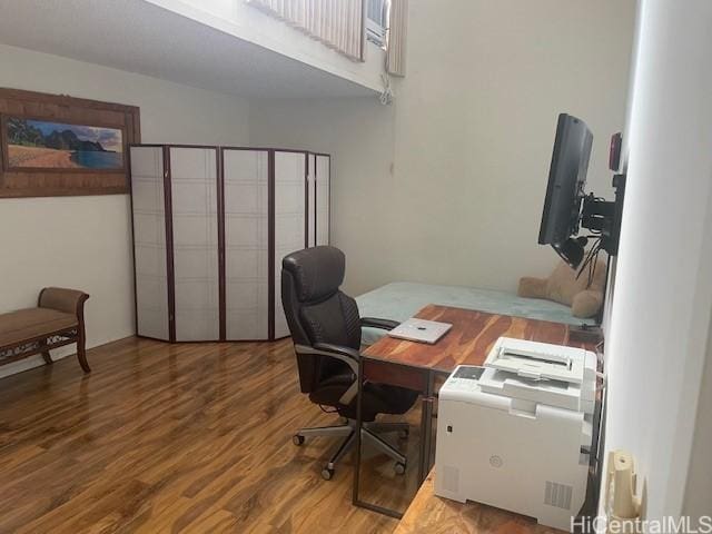 office space featuring hardwood / wood-style floors