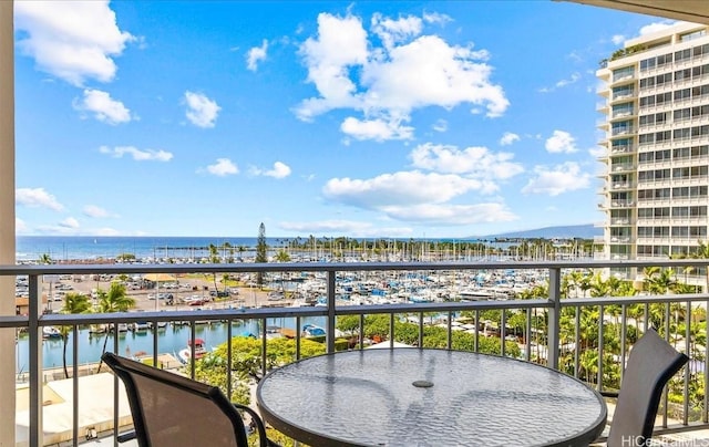 balcony with a water view