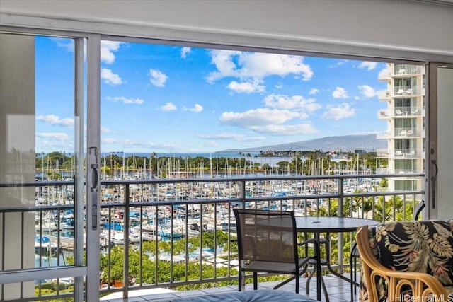 balcony with a mountain view