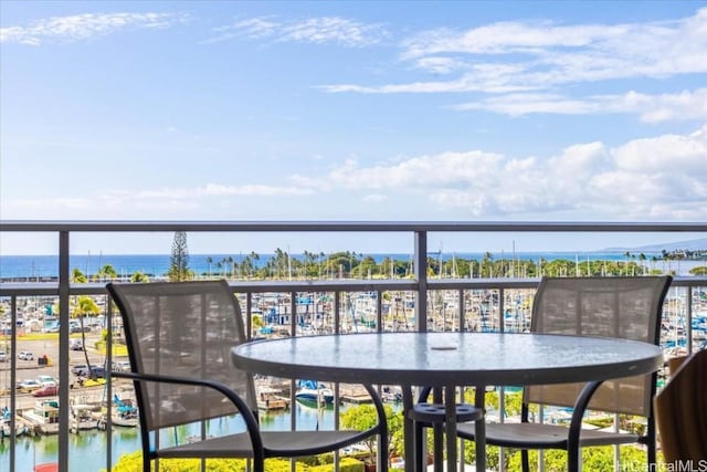 balcony with a water view