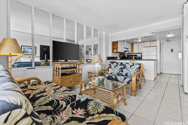 view of tiled living room