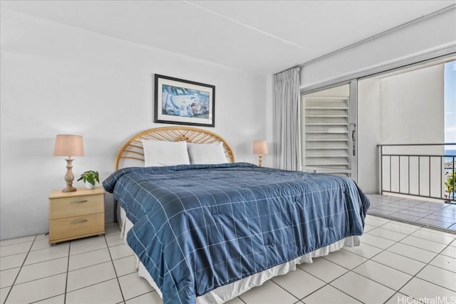 tiled bedroom with a closet