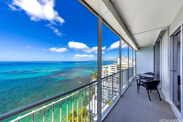 balcony with a water view