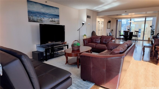 living room featuring light hardwood / wood-style floors