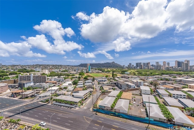 birds eye view of property with a mountain view