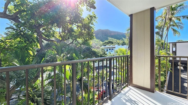 balcony with a mountain view