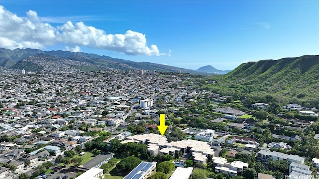 drone / aerial view with a mountain view