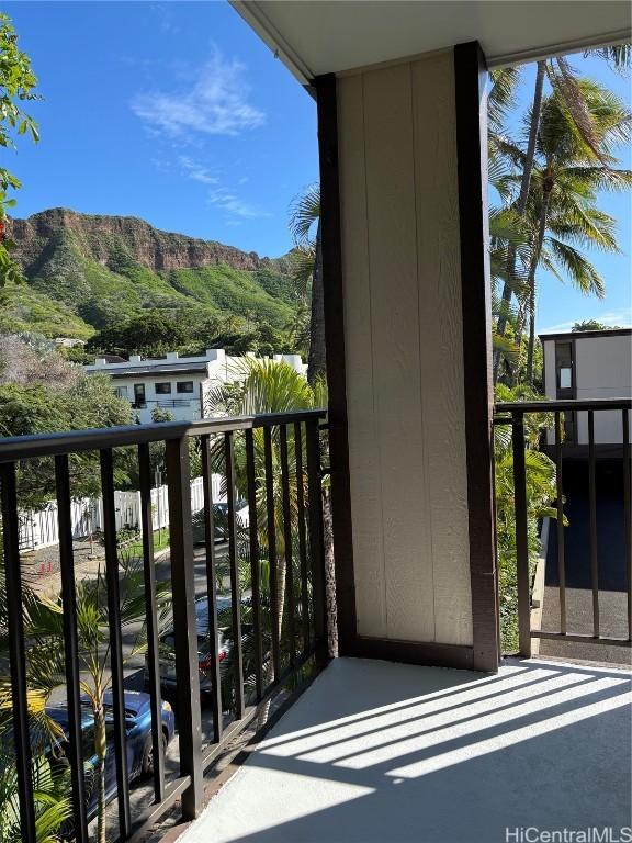 balcony with a mountain view