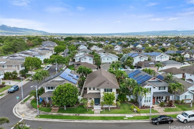 bird's eye view with a residential view and a mountain view