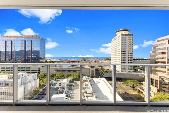 balcony with a view of city