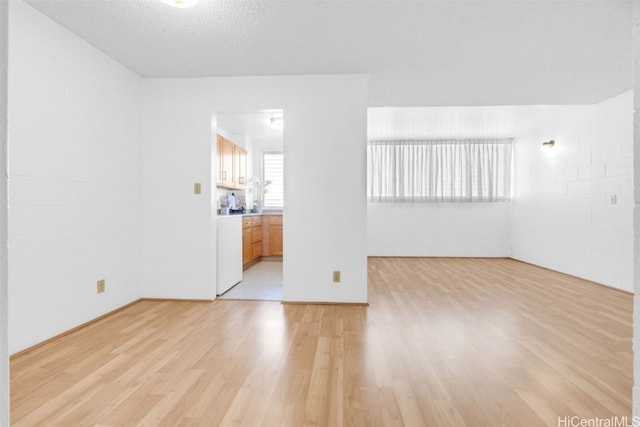 empty room featuring light wood-style flooring and a textured ceiling