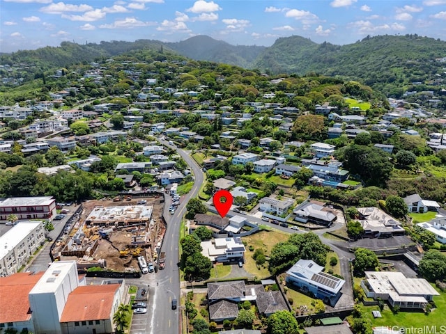 drone / aerial view with a mountain view