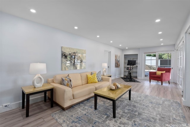 living room featuring light wood-type flooring