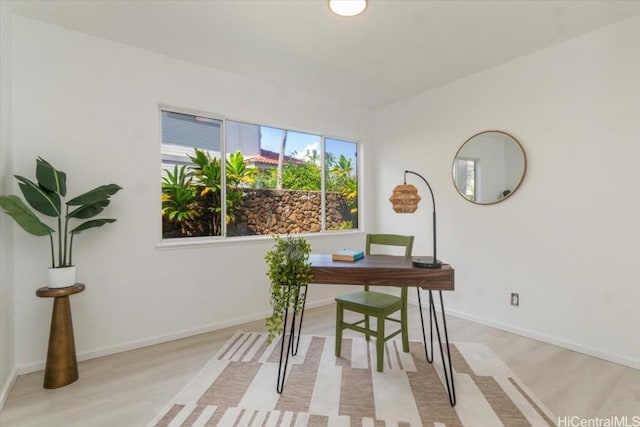 office space featuring light wood-type flooring