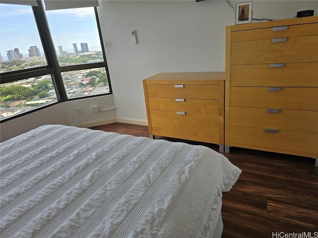 bedroom featuring dark wood-type flooring